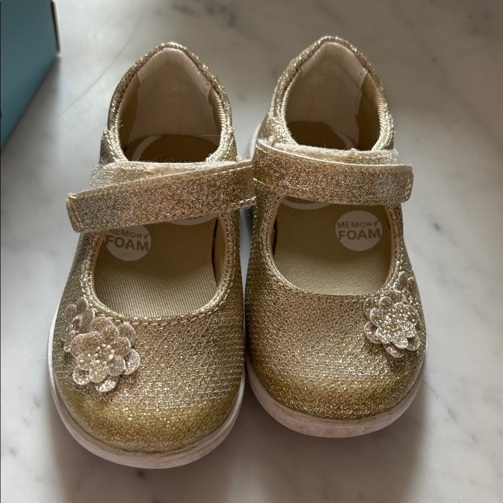 Stride Rite Toddler Holly Sparkle Mary Jane Champagne Size 4 Medium